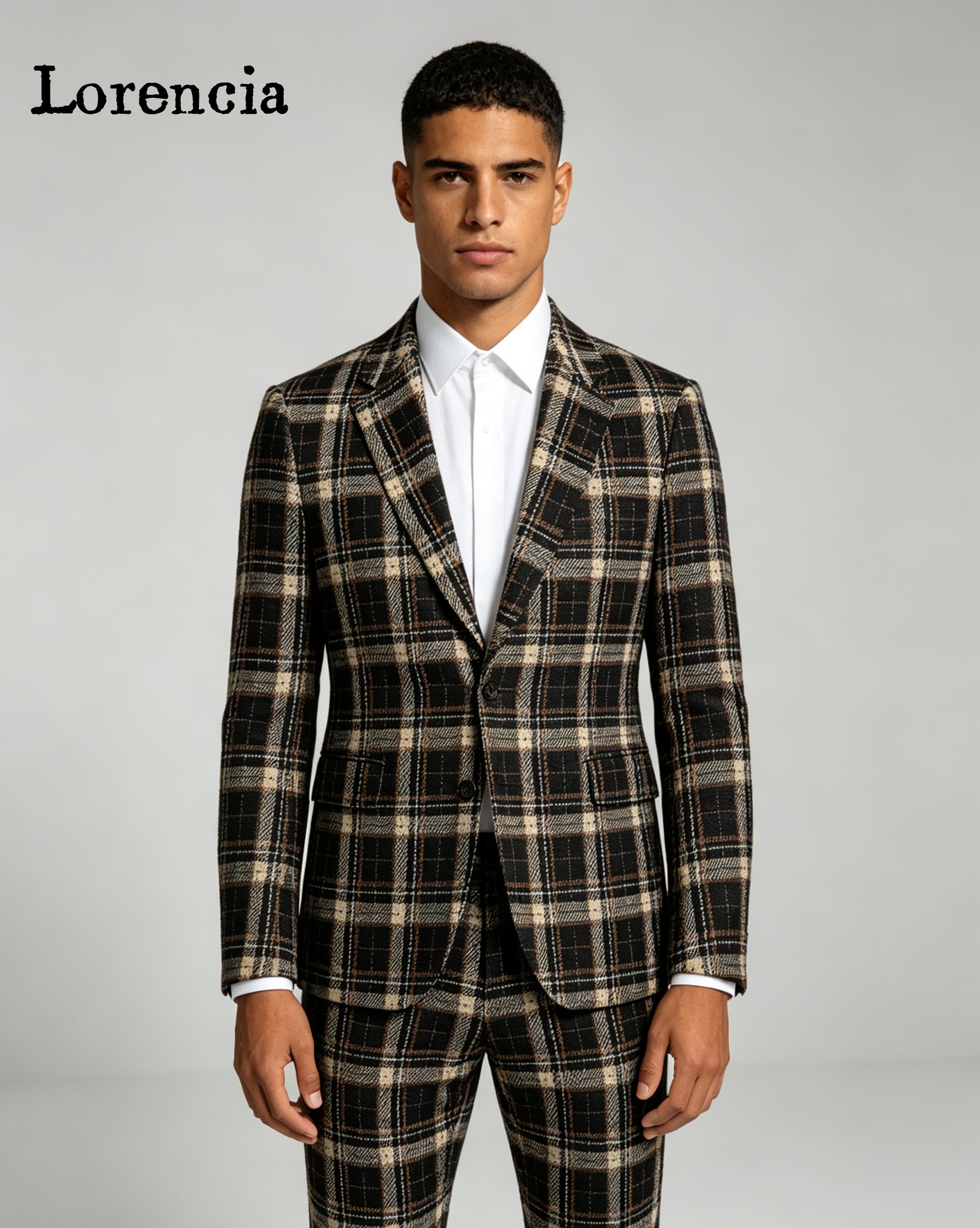 Mens Fashion Trajes - Fashion Plaid Men Suits Notch Lapel