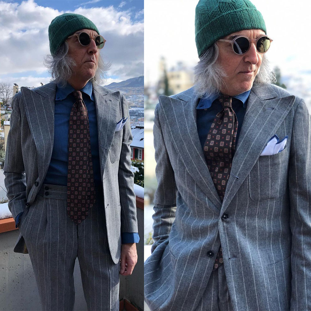 Mens Fashion Trajes - Men Suit Stripe 2 Pieces Single