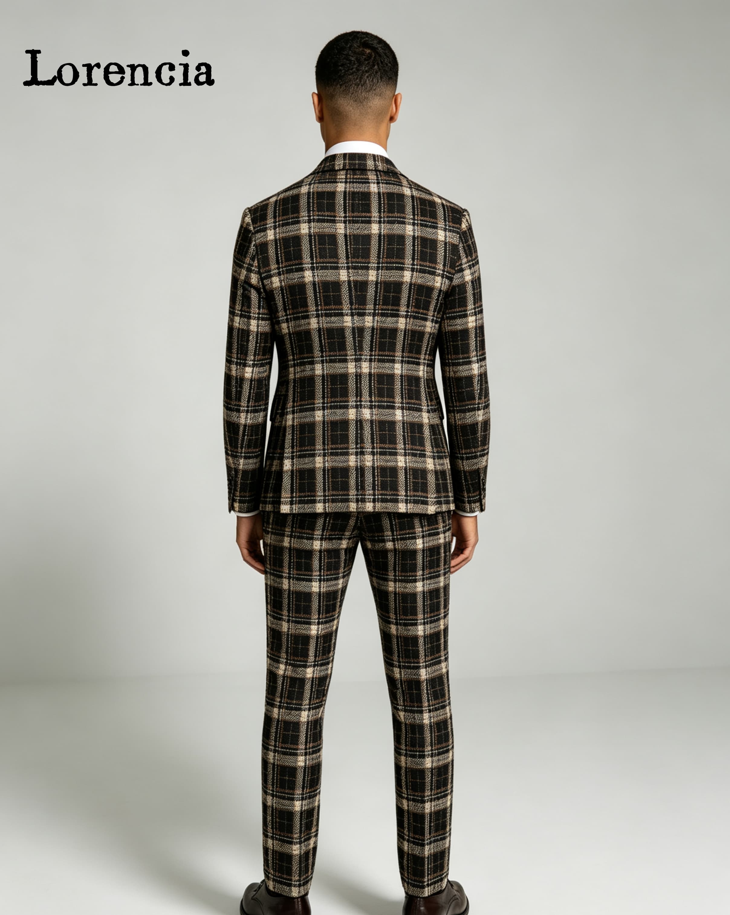 Fashion Plaid Men Suits Notch  - Mens Fashion Trajes ulasan dan harga